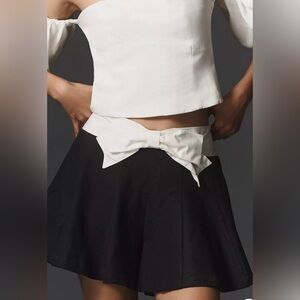 Anthropologie Maeve Black White Paneled Skirty Shorts